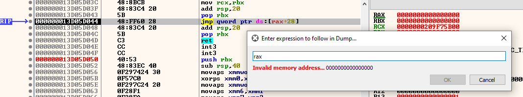 Accessing a null pointer
