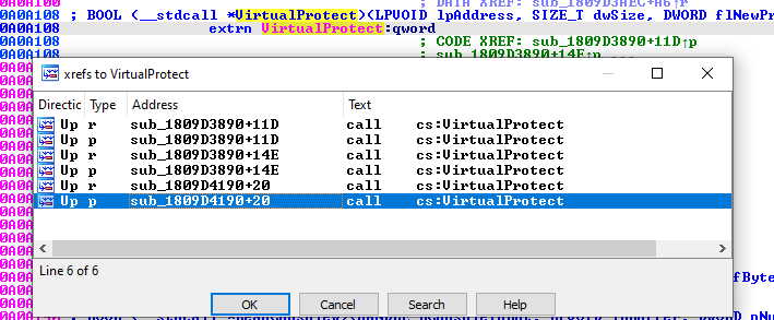 References to VirtualProtect